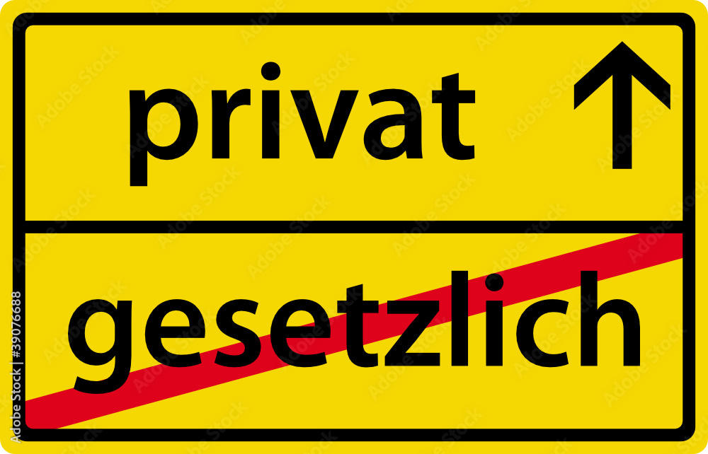 privat - gesetzlich - Ortsausgangsschild Zeichen privat - gesetzlich - Ortsausgangsschild Zeichen
