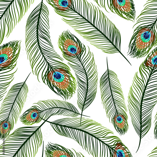 Seamless texture with peacock feathers