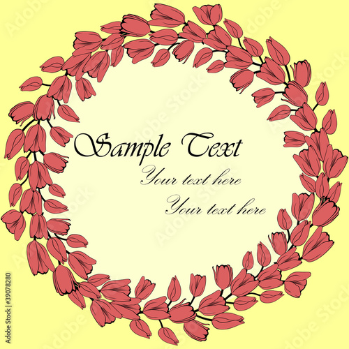 Spring card with wrath floral frame