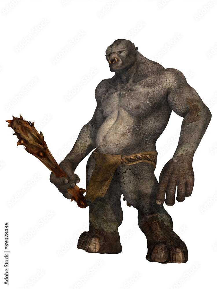 Troll in loincloth holding wooden club