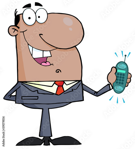 African American Businessman With Phone Ringing