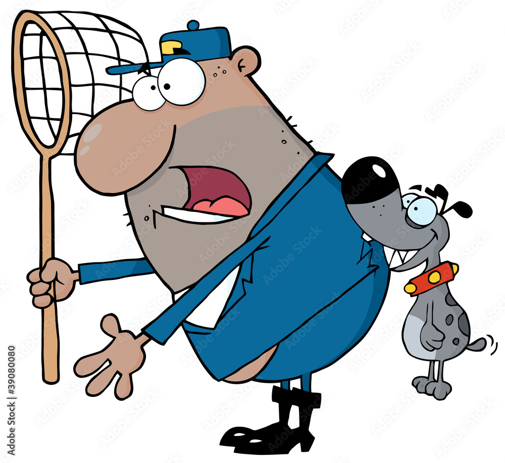 Dog Biting A African American Dog Catcher Stock Vector Adobe Stock