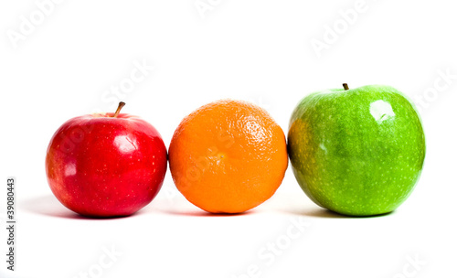 Orange, red and green apples