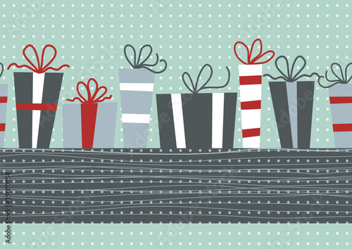horizontal seamless present pattern with a banner