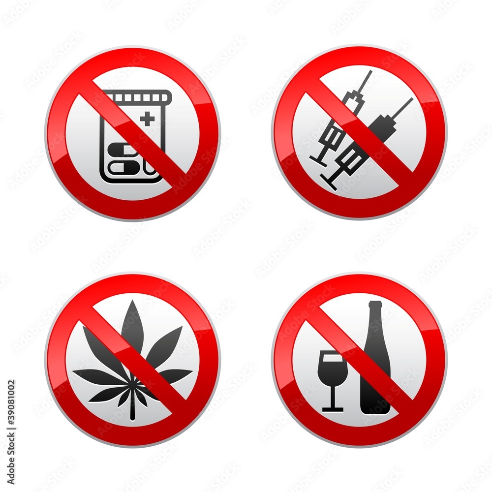 Set prohibited signs - drugs Set prohibited signs - drugs