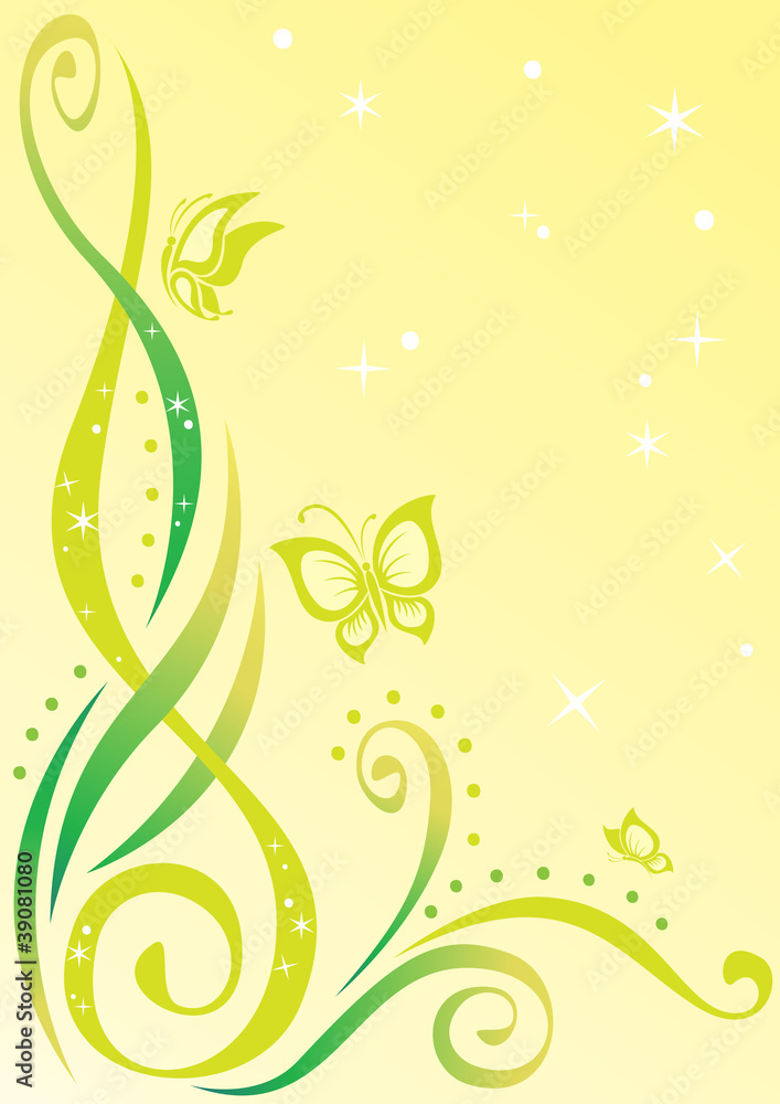 Abstract pattern of curls and butterflies Abstract pattern of curls and butterflies