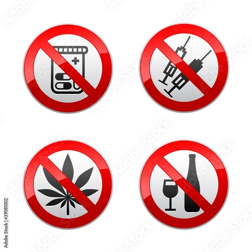 Set prohibited signs - drugs