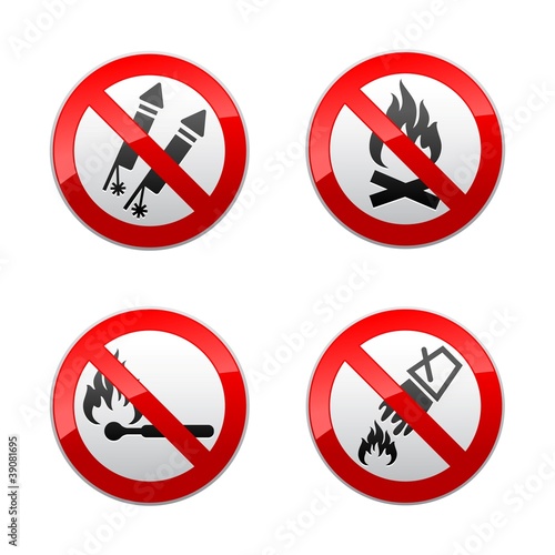 Set prohibited signs - fire