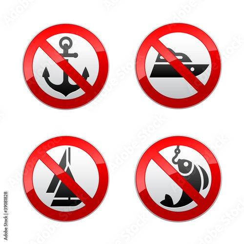Set prohibited signs - fishing