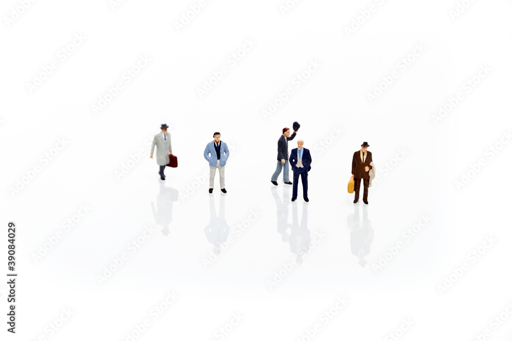 miniature man in one row