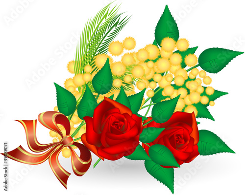 Festa della donna - mazzo di mimose e rose