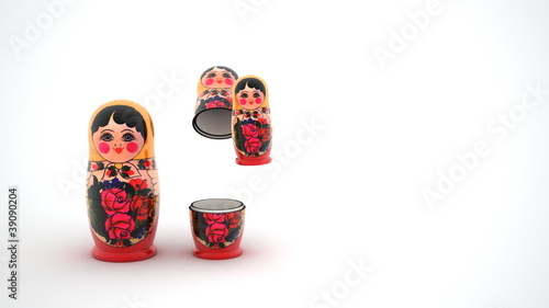 Russian dolls - matryoshka are arranged in a row photo