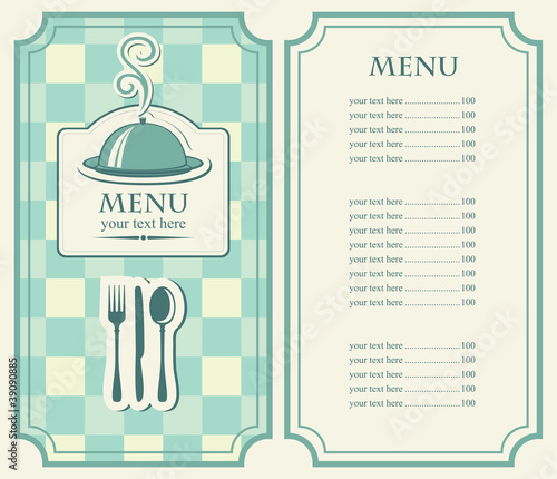 menu for cafe with covered tray and steam