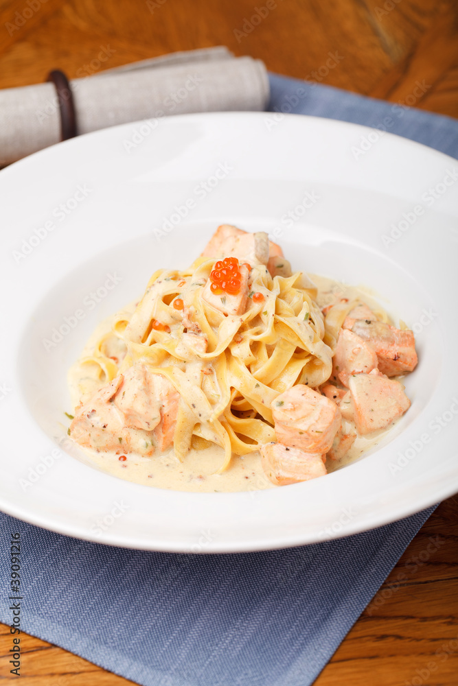 Fettuccine with salmon