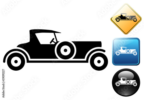 Classic car pictogram and signs