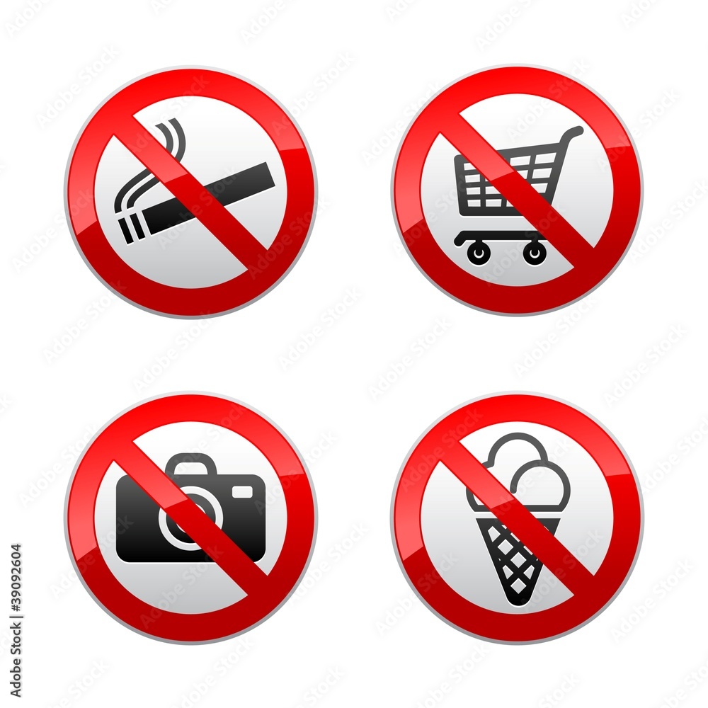 Set prohibited signs - supermarket symbols Set prohibited signs - supermarket symbols