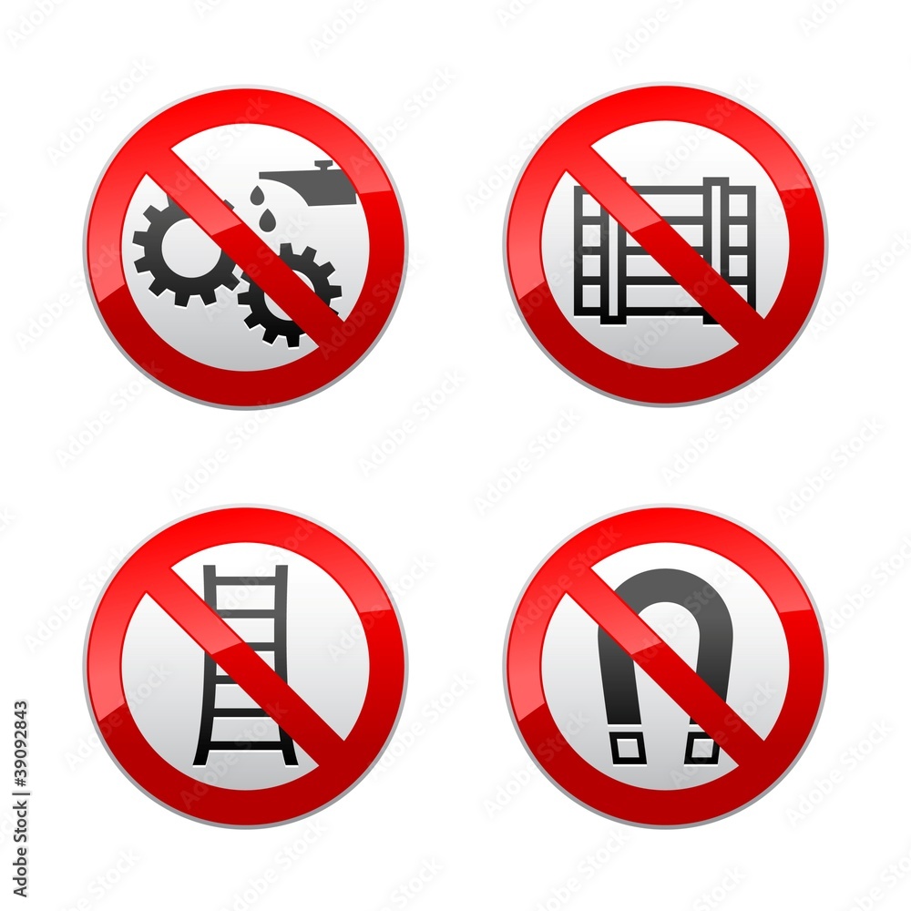 Set prohibited signs - technical symbols Set prohibited signs - technical symbols