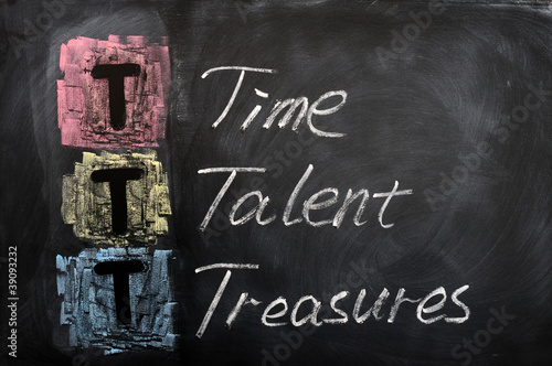 Acronym of TTT for Time, Talent, Treasures
