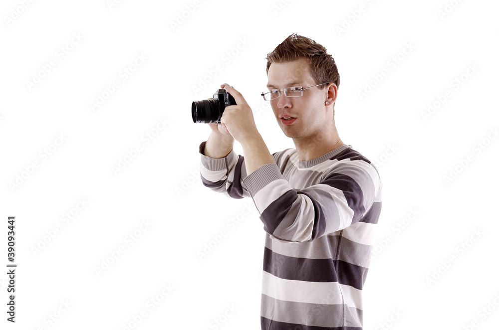 Young man taking photo Young man taking photo