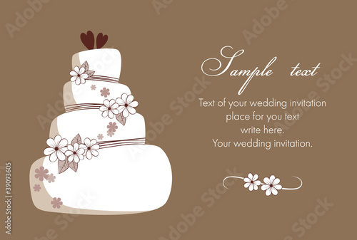 Card with white wedding cake