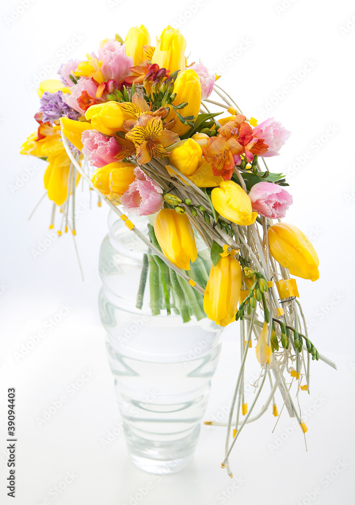 Floristry - colorful flower bouquet arrangement in vase