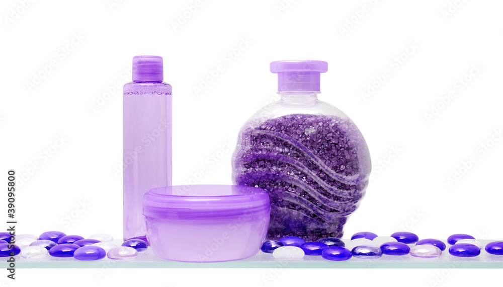 Shelf with cosmetics in a bathroom Shelf with cosmetics in a bathroom