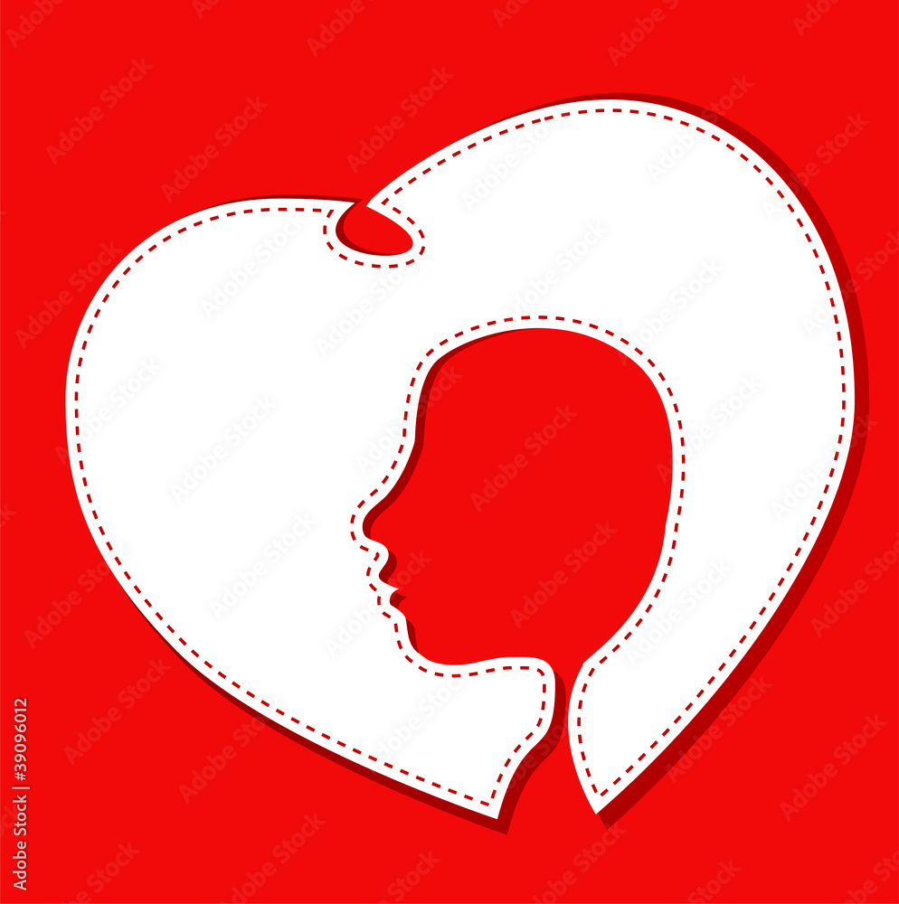 female face head in a white heart vector female face head in a white heart vector