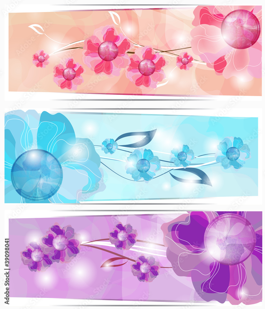 Set of shining banners