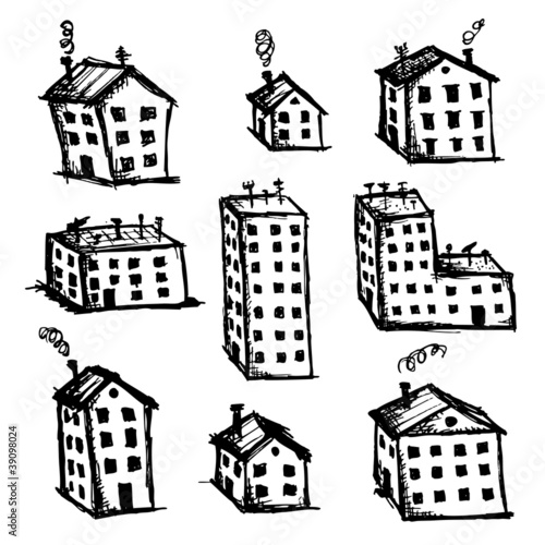 Set of houses sketch for your design