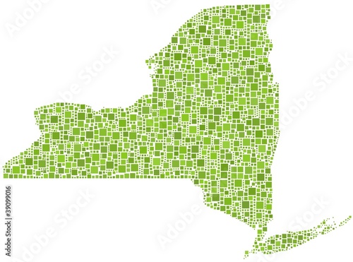 Map of New York State (USA) in a mosaic of green squares