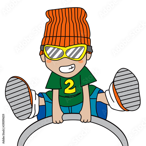 Young Boy Jumping And Free Running