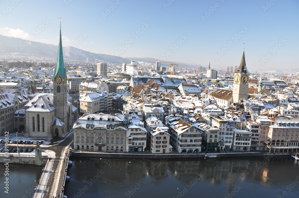Obraz premium Winter view of Zurich