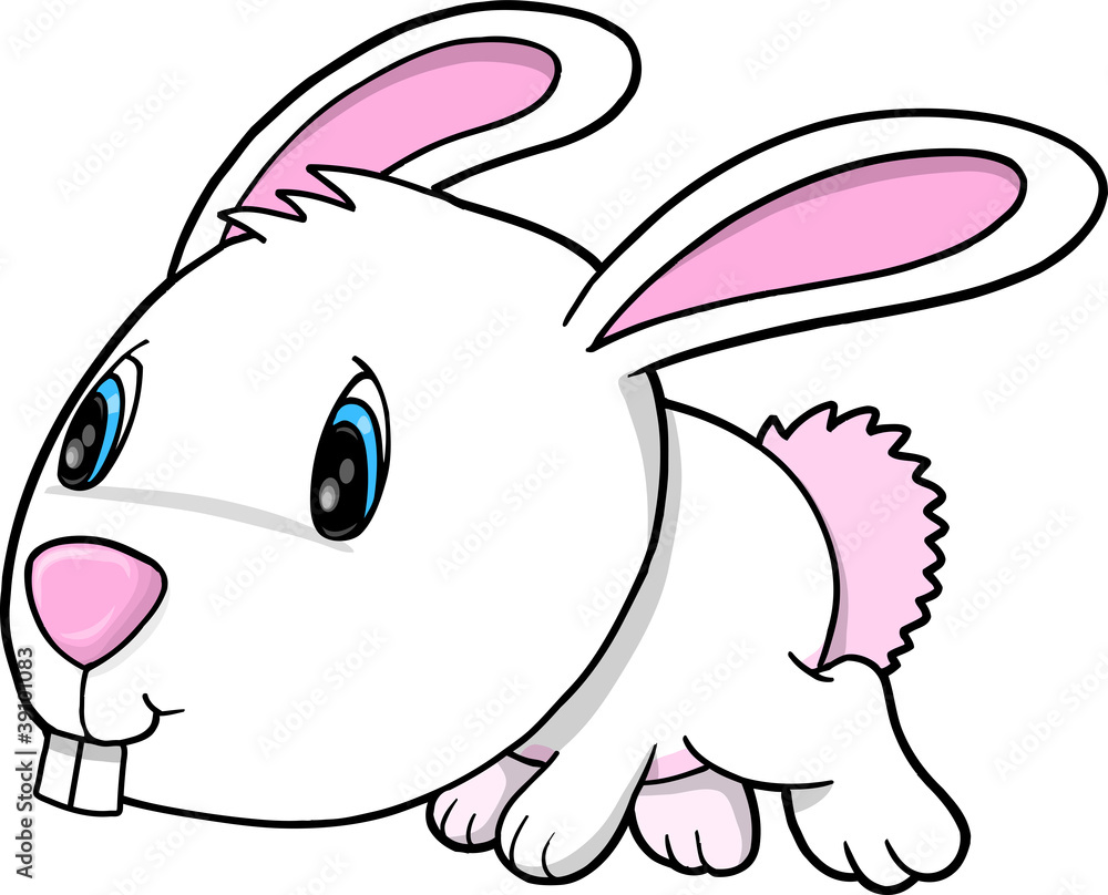 Fototapeta premium Cute Easter Bunny Rabbit Animal Vector Illustration Art