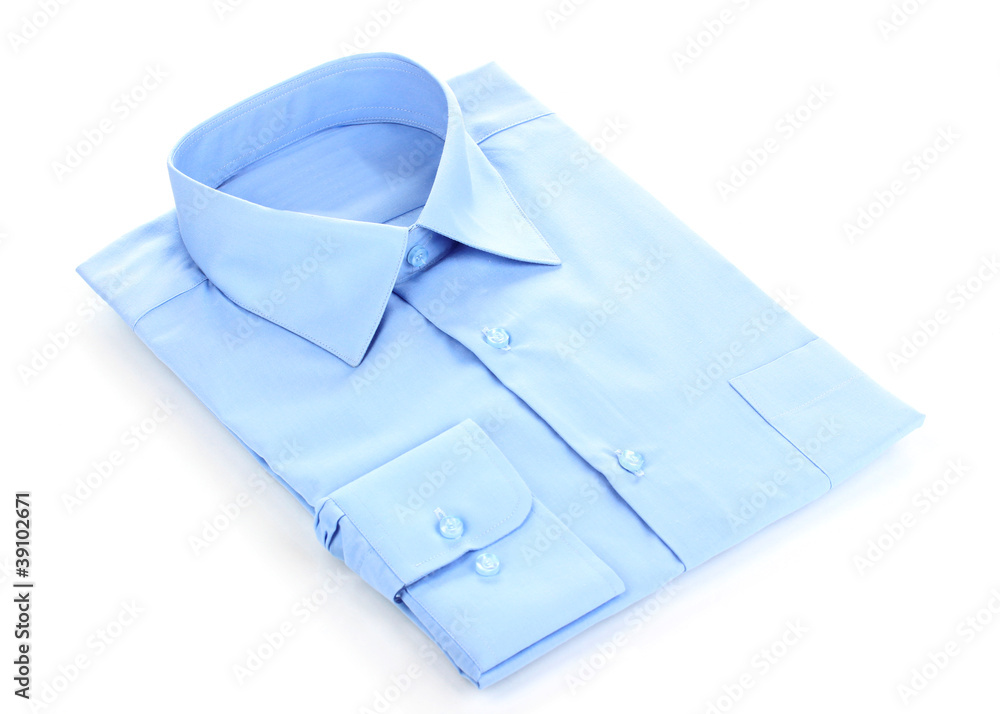 New blue man's shirt isolated on white New blue man's shirt isolated on white