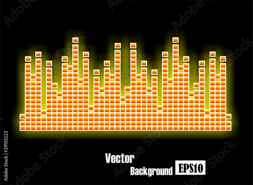 Musical background from waves of yellow color