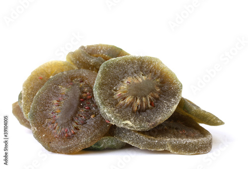 Dried tasty kiwi isolated on white