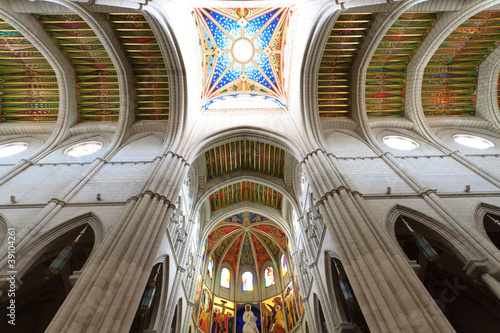 Interior of Almudena cathedral, Madrid, Spain