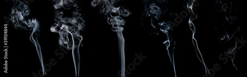 Smoke on black background. Set of six.