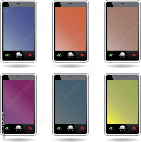 Set of abstract  touchscreen smartphones.