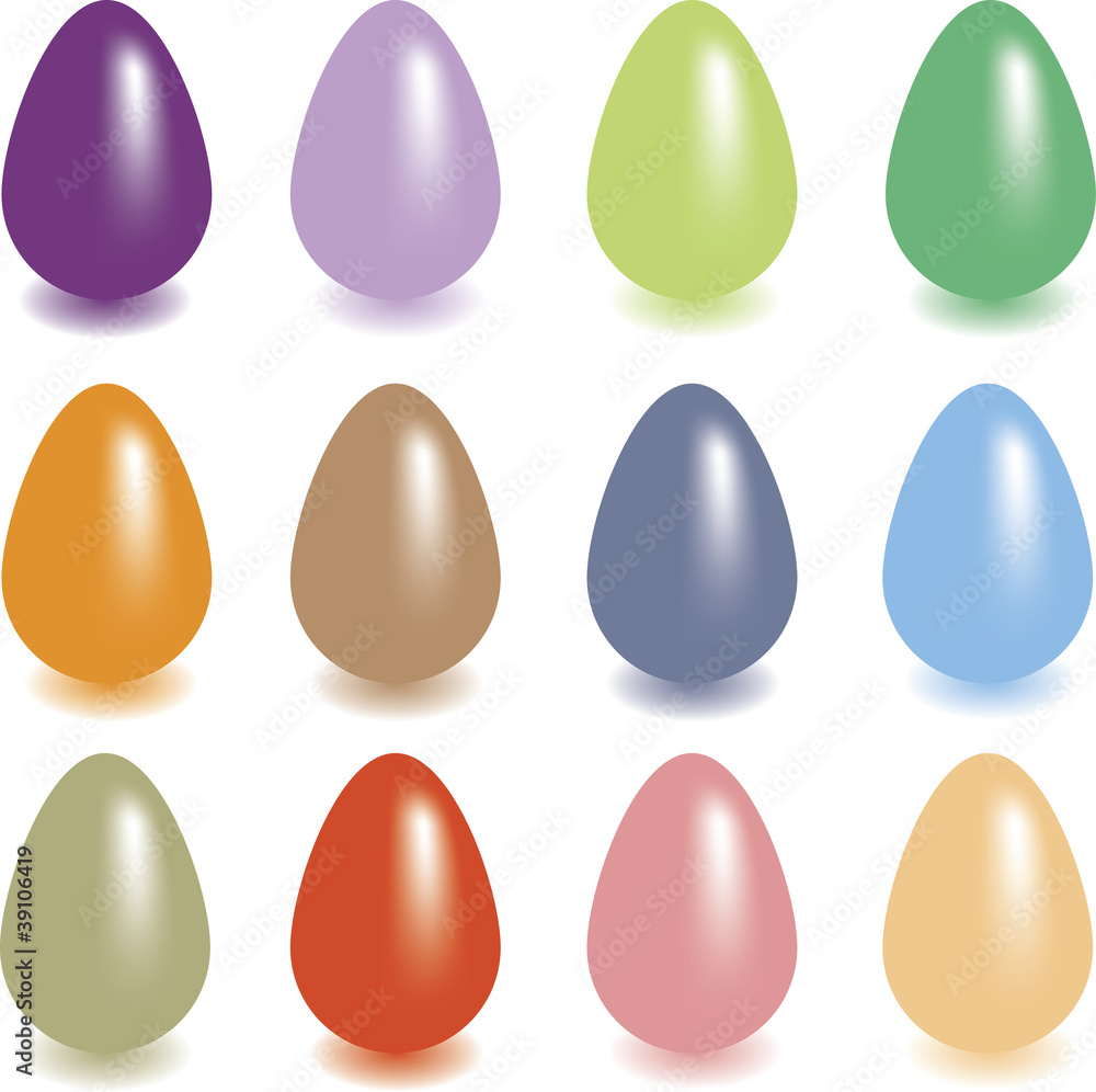 Set of 12 colors Easter eggs. Set of 12 colors Easter eggs.