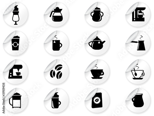 Stickers with coffee icons
