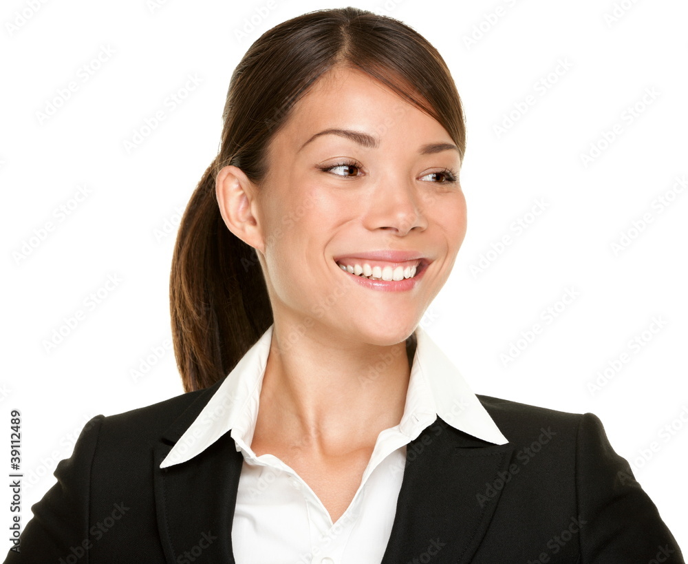Asian businesswoman looking sideways Asian businesswoman looking sideways