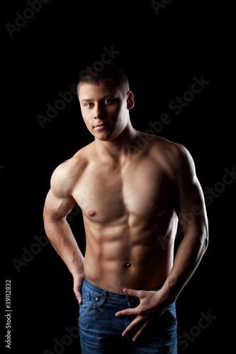 beauty athletic male portrait look at camera