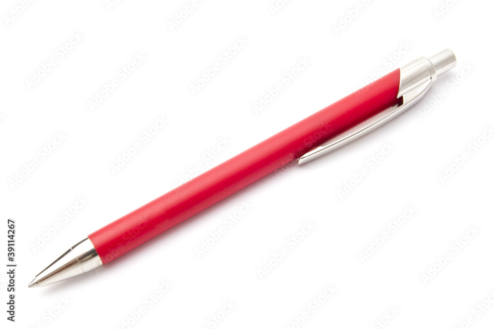 Red ballpoint pen isolated on white Red ballpoint pen isolated on white