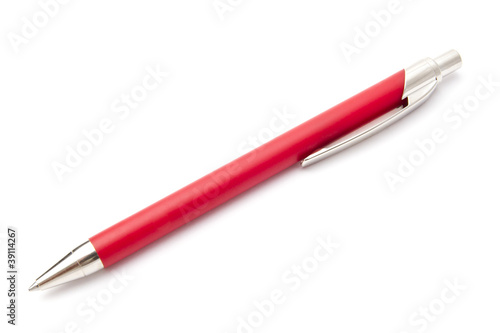 Red ballpoint pen isolated on white 