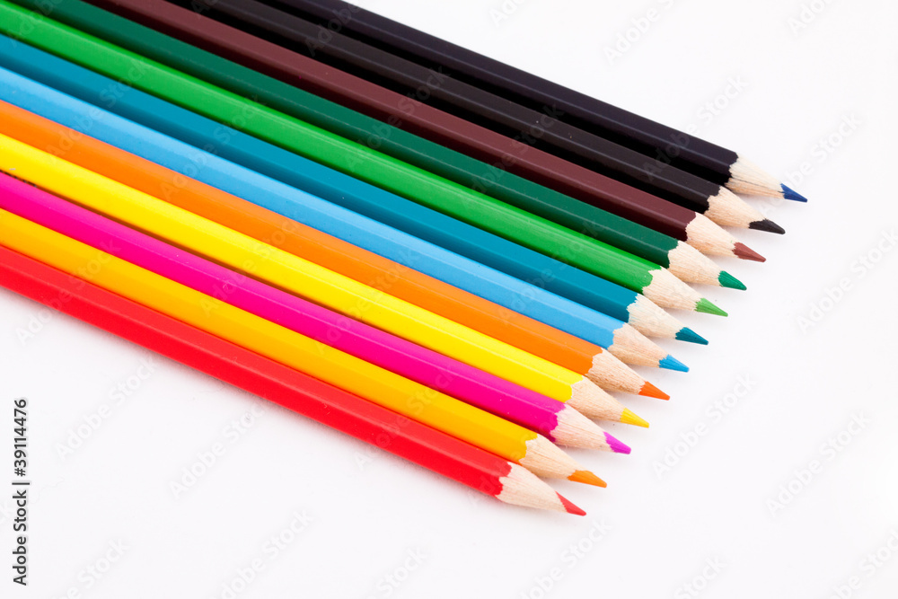 Color pencils on white isolated background Color pencils on white isolated background
