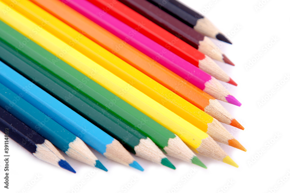 Color pencils on white isolated background Color pencils on white isolated background