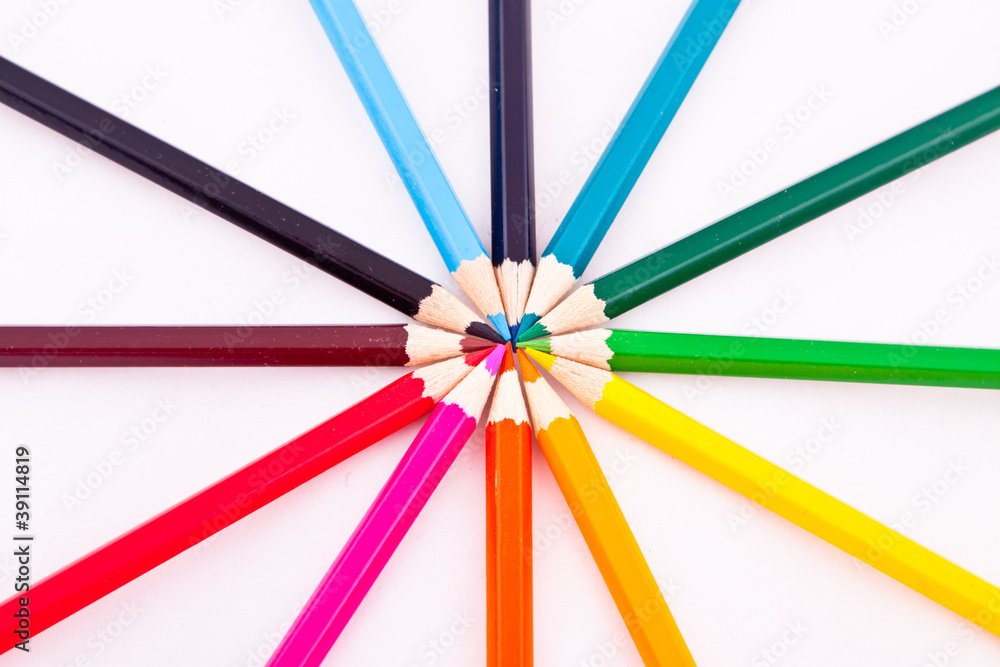 Color pencils on white isolated background Color pencils on white isolated background