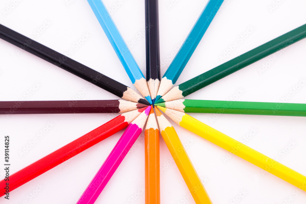 Color pencils on white isolated background Color pencils on white isolated background