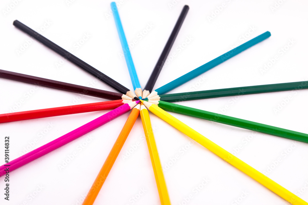 Fototapeta premium Color pencils on white isolated background
